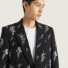 Single Breasted Jacket in Crystal Embroidered Wool Single Breasted Jacket in Crystal Embroidered Wool