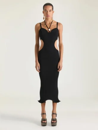 Slashed Dress in Rib