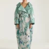 Slashed Long Coat in Roses Jacquard Slashed Long Coat in Roses Jacquard