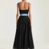 Sliced Evening Dress in Lace and Sequins Sliced Evening Dress in Lace and Sequins
