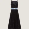 Sliced Evening Dress in Lace and Sequins Sliced Evening Dress in Lace and Sequins