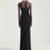 Sliced Long Dress in Crepe Cady
