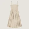 Sliced Long Dress in Poplin