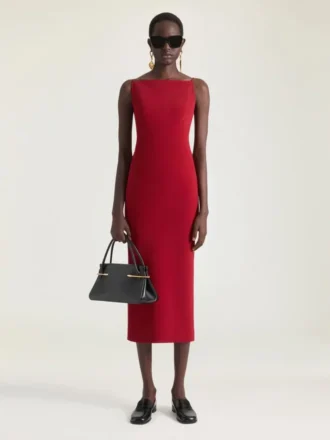 Sliced Midi Dress in Crepe Cady