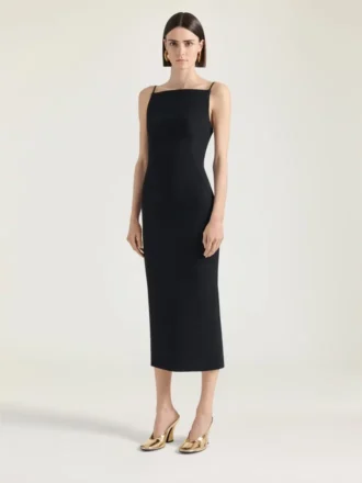 Sliced Midi Dress in Crepe Cady
