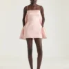Sliced Mini Dress in Satin with Cape Sliced Mini Dress in Satin with Cape
