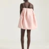 Sliced Mini Dress in Satin with Cape Sliced Mini Dress in Satin with Cape