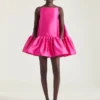 Sliced Mini Ruffled Dress in Satin Sliced Mini Ruffled Dress in Satin