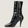 Sliced Square Ankle Boots in Shiny Leather Sliced Square Ankle Boots in Shiny Leather
