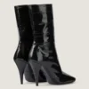Sliced Square Ankle Boots in Shiny Leather Sliced Square Ankle Boots in Shiny Leather