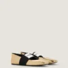 Sliced Square Ballerinas in Mirror Effect Leather Sliced Square Ballerinas in Mirror Effect Leather