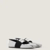 Sliced Square Ballerinas in Mirror Effect Leather Sliced Square Ballerinas in Mirror Effect Leather