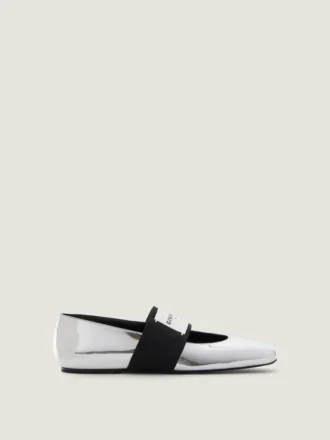 Sliced Square Ballerinas in Mirror Effect Leather