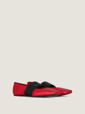 Sliced Square Ballerinas in Textured-Effect Leather