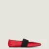 Sliced Square Ballerinas in Textured-Effect Leather
