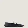 Sliced Square Ballerinas in Textured-Effect Leather