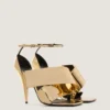 Sliced Square Heeled Sandals in Mirror Effect Leather Sliced Square Heeled Sandals in Mirror Effect Leather