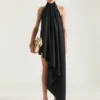 Asymmetric Halterneck Dress in Wool