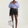Small Facet Tote Bag in Grained Leather