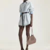 Small Facet Tote Bag in Grained Leather