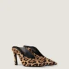 Spiky Heeled Mules in Pony Effect Leather with Leopard Pattern Spiky Heeled Mules in Pony Effect Leather with Leopard Pattern