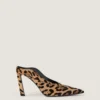 Spiky Heeled Mules in Pony Effect Leather with Leopard Pattern Spiky Heeled Mules in Pony Effect Leather with Leopard Pattern