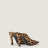 Spiky Heeled Mules in Pony Effect Leather with Leopard Pattern Spiky Heeled Mules in Pony Effect Leather with Leopard Pattern