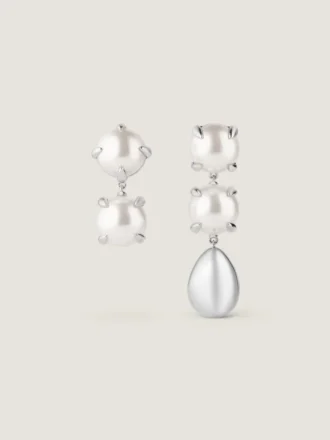 Spiky Pearl Asymmetric Earrings in Metal and Pearls Spiky Pearl Asymmetric Earrings in Metal and Pearls