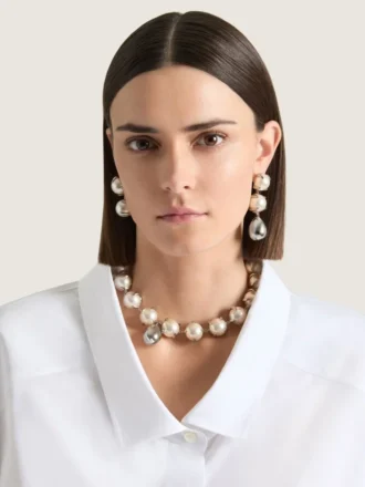 Spiky Pearl Asymmetric Earrings in Metal and Pearls Spiky Pearl Asymmetric Earrings in Metal and Pearls