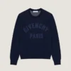 Sweater in Cotton Knit with Givenchy Paris Embroidery Sweater in Cotton Knit with Givenchy Paris Embroidery