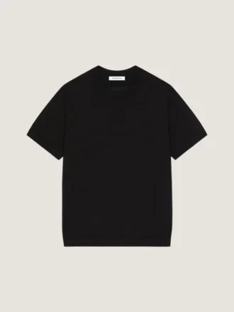 T-Shirt in Cotton Knit with Gros Grain Details