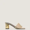 Tape Heeled Mules in Mirror Effect Leather Tape Heeled Mules in Mirror Effect Leather