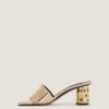 Tape Heeled Mules in Mirror Effect Leather Tape Heeled Mules in Mirror Effect Leather