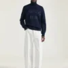 Turtleneck Sweater in Cotton with Givenchy Paris Embroidery