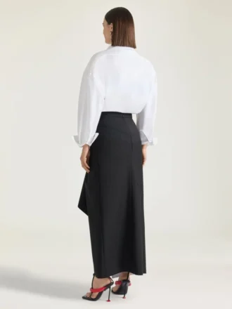 Wrapped Midi Skirt in Bonded Wool and Mohair