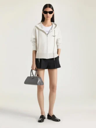 Zipped Hoodie in Wool and Cashmere